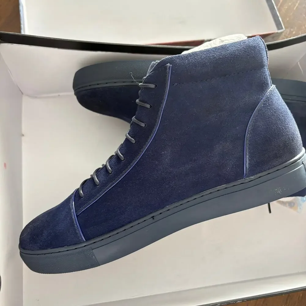English Laundry Grundy Sneaker Boots 9 Blue Suede Leather NWT Chukka Combat Lace